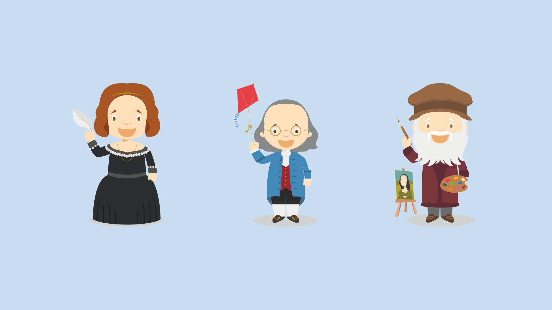 Mary Shelley, Benjamin Franklin, Leonardo da Vinci